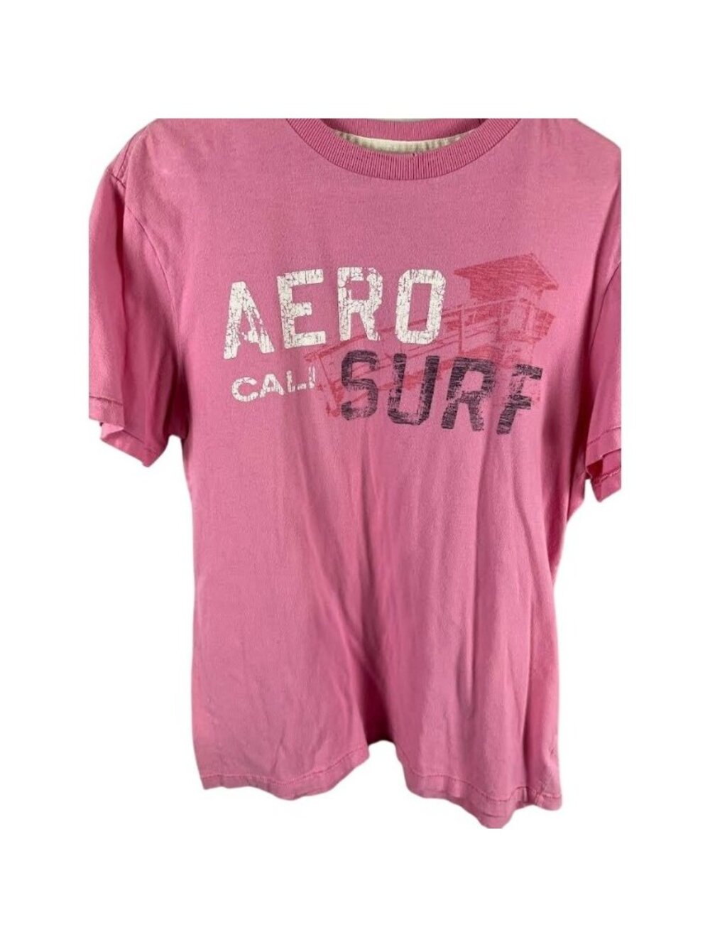 Aeropostale Mens Pink Aero Surf Graphic T-Shirt Size XL Short Sleeve